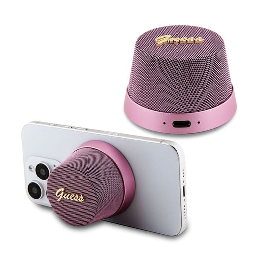 Prijenosni Bluetooth zvučnik Guess Stand Magnetic Script Metal, 3W, Roza
