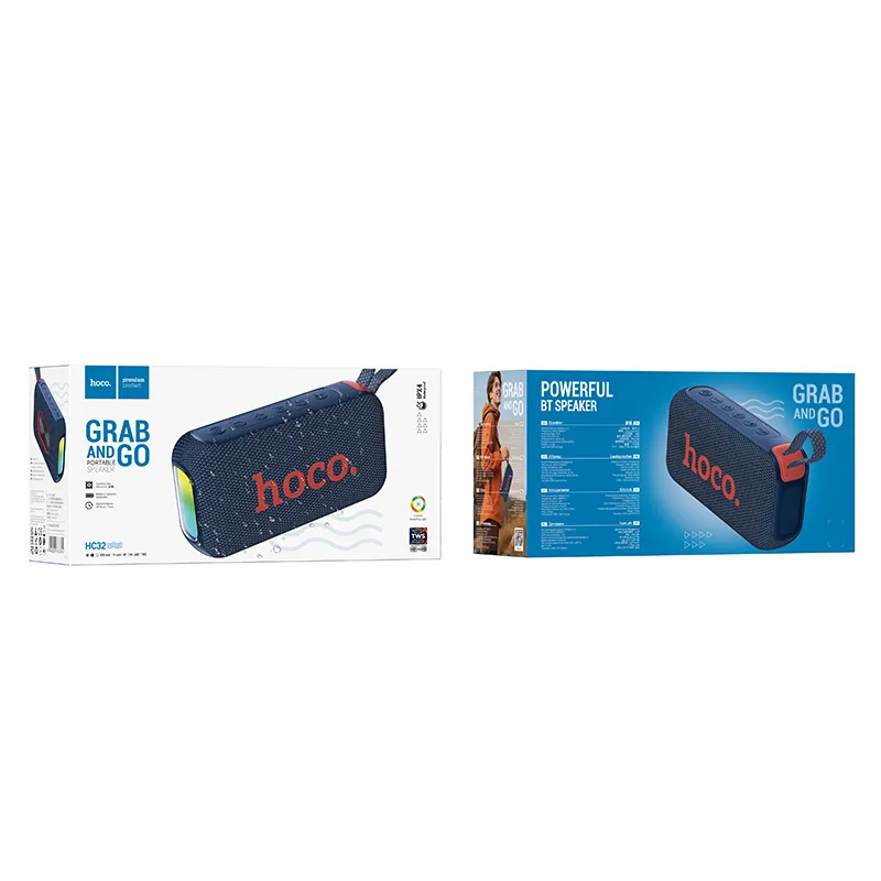 Prijenosni Bluetooth zvučnik HOCO HC32, 2 x 10W, TWS, RGB, Mornarsko plava