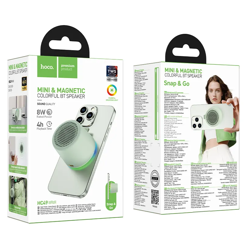 Prijenosni Bluetooth zvučnik HOCO HC49 Mini Magnetic, 8W, TWS, Zeleni