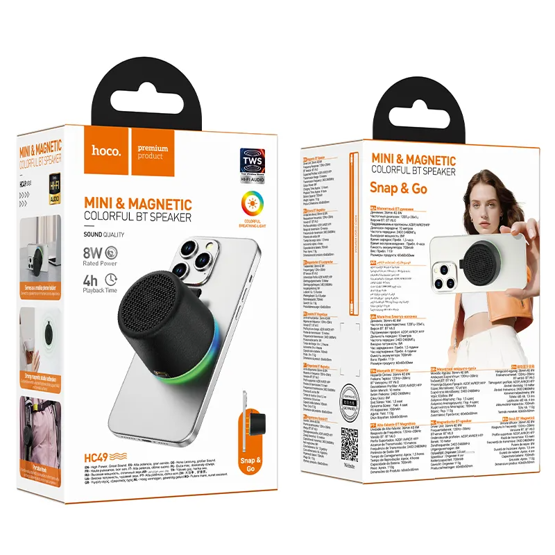 Prijenosni Bluetooth zvučnik HOCO HC49 Mini Magnetic, 8W, TWS, Crna
