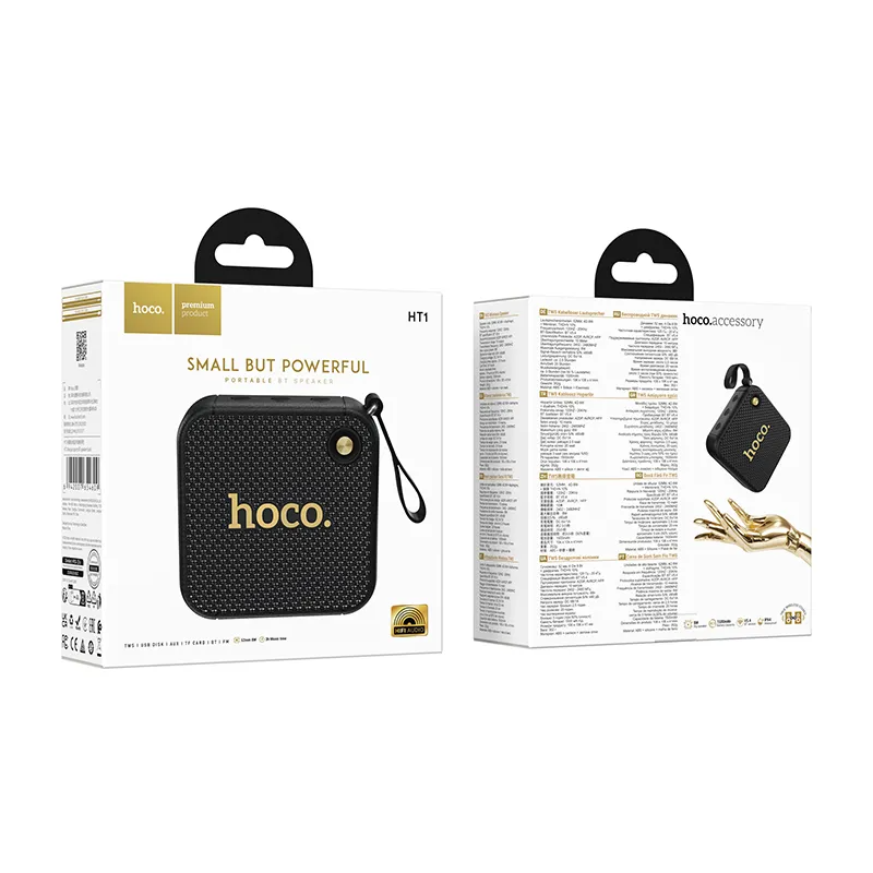 Prijenosni Bluetooth zvučnik HOCO HT1, 8W, TWS, Crna