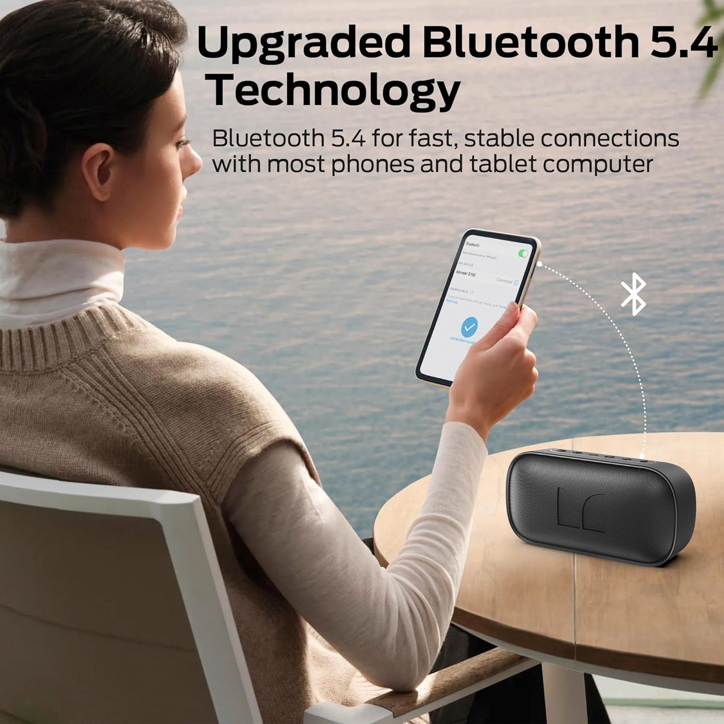 Prijenosni Bluetooth zvučnik Monster S150, 14W, TWS, RGB, Vodootporan, Crni