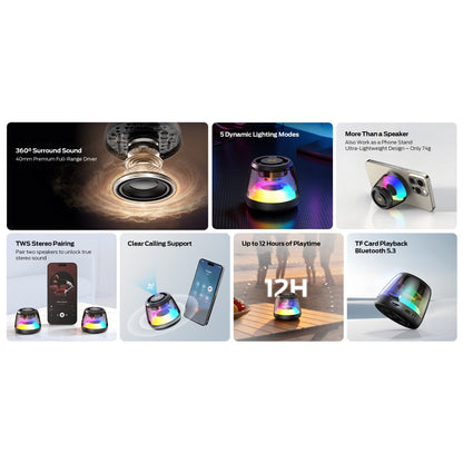 Prijenosni Bluetooth zvučnik Monster Mag Flux, 5W, TWS, RGB, Crna