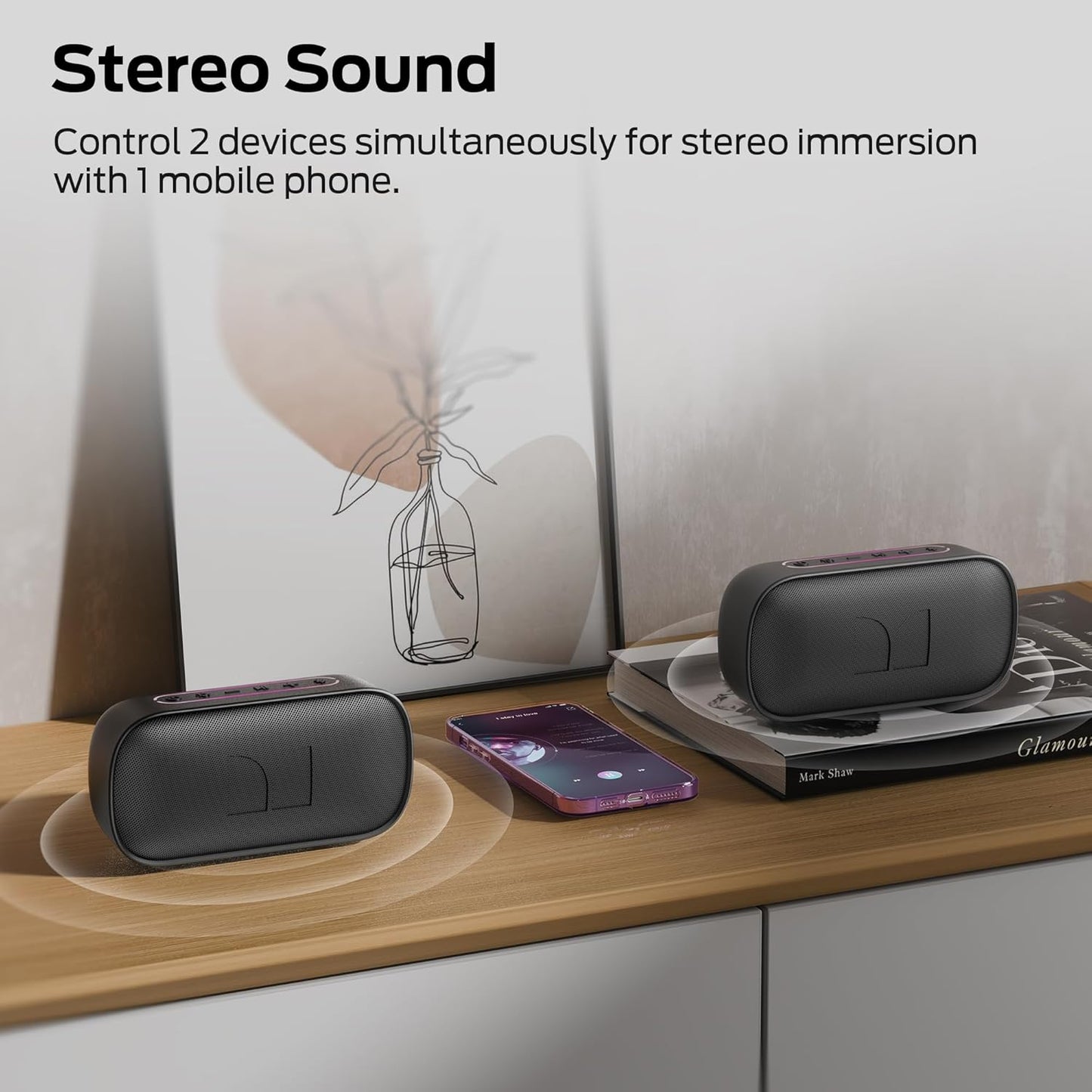 Prijenosni Bluetooth zvučnik Monster S150, 14W, TWS, RGB, Vodootporan, Crni