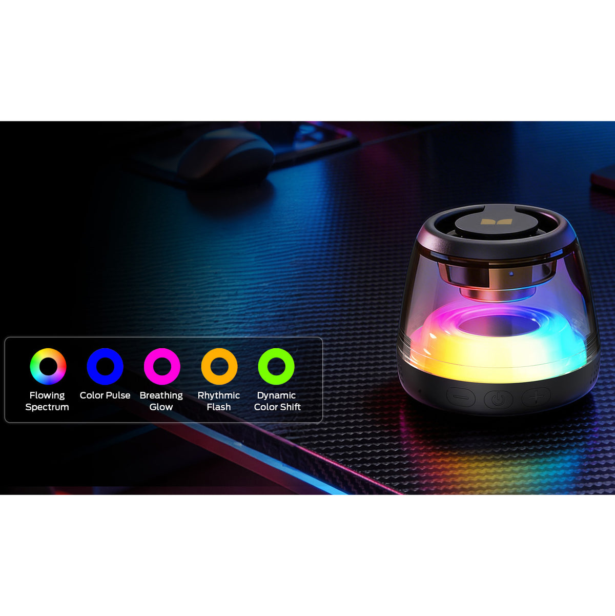Prijenosni Bluetooth zvučnik Monster Mag Flux, 5W, TWS, RGB, Crna