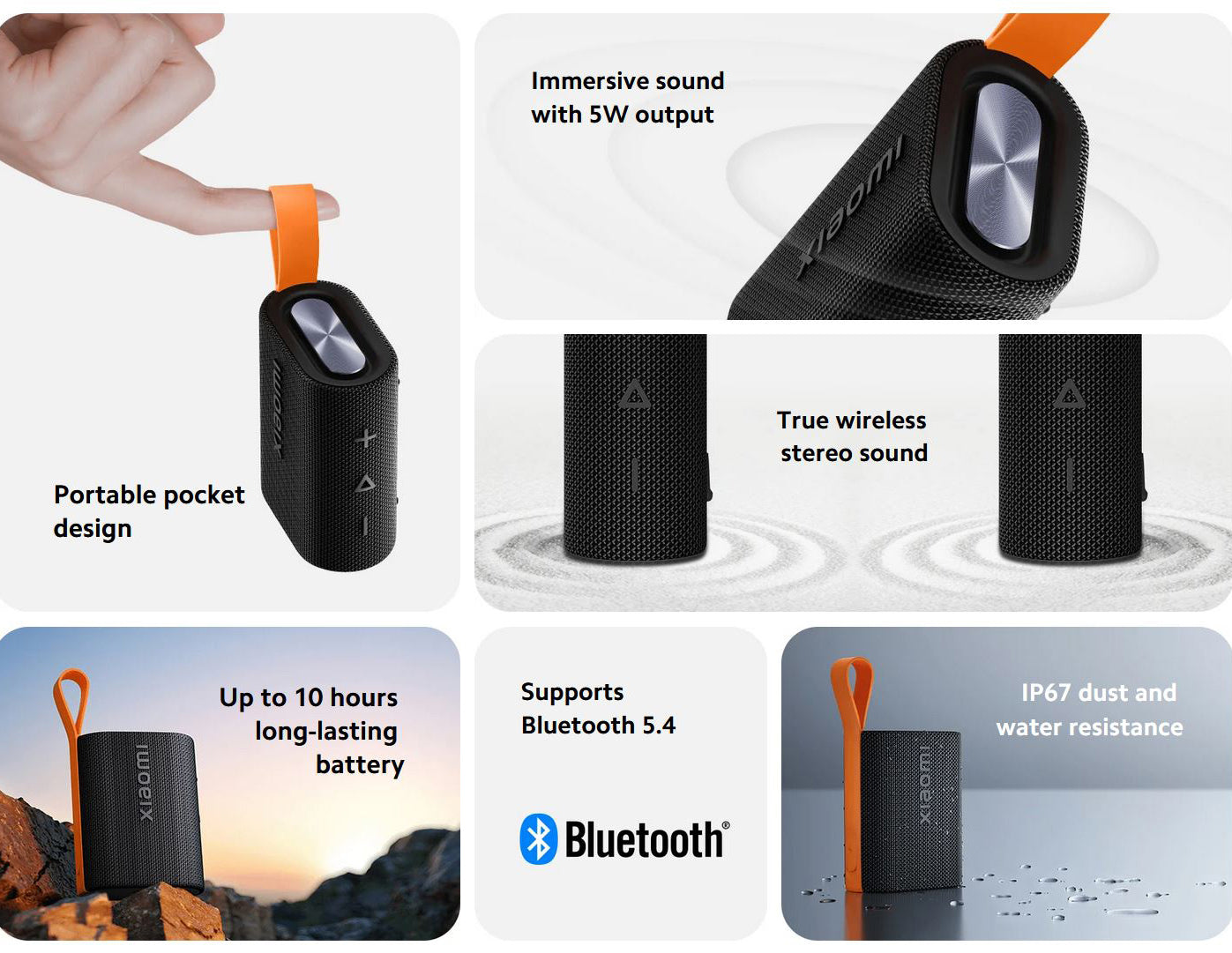 Xiaomi Sound Pocket prijenosni Bluetooth zvučnik, 5W, vodootporan, crni QBH4269GL