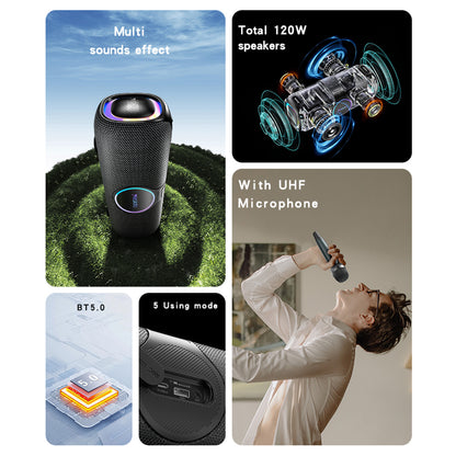 Bluetooth zvučnik Yesido YSW21 Karaoke, 120W, RGB, Vodootporan, Crni