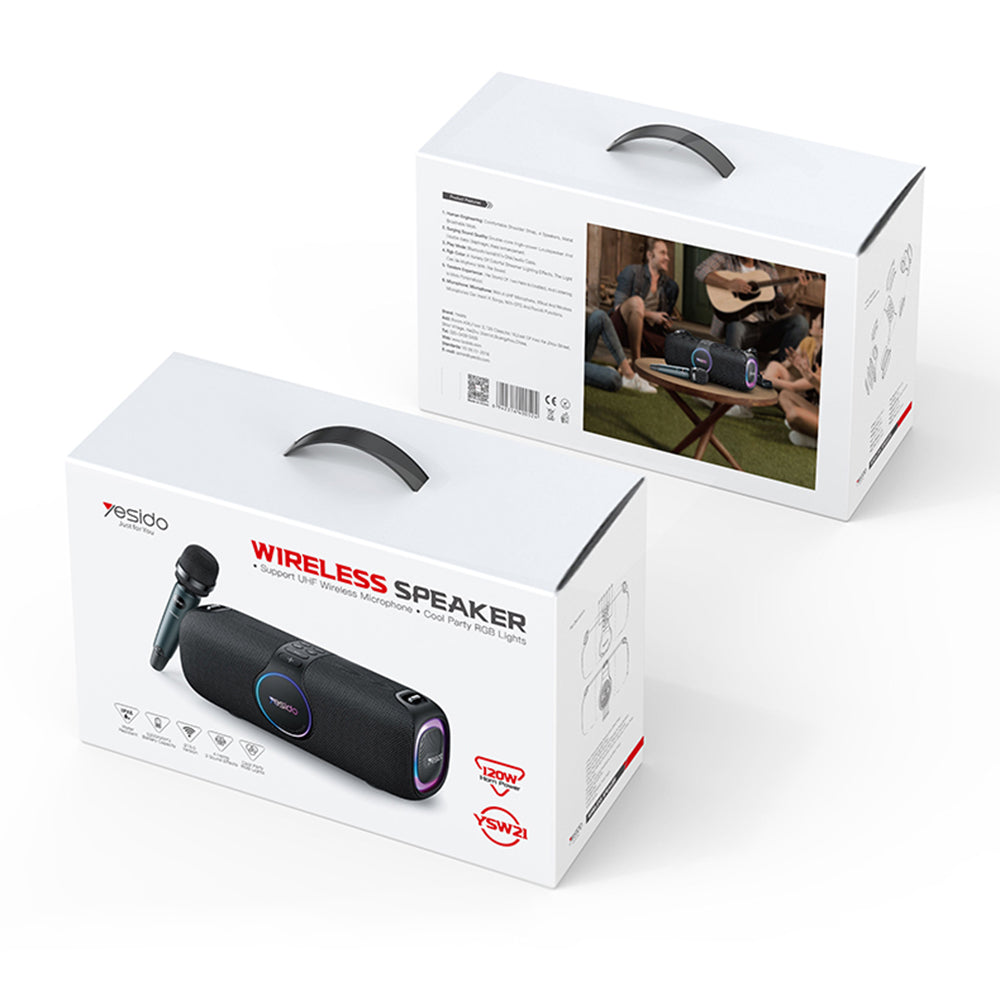 Bluetooth zvučnik Yesido YSW21 Karaoke, 120W, RGB, Vodootporan, Crni