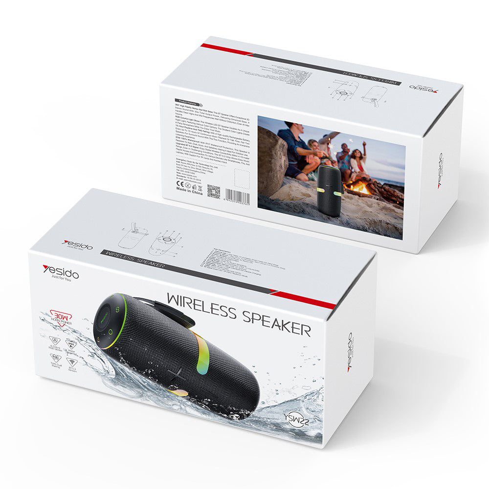 Prijenosni Bluetooth zvučnik Yesido YSW22, 30W, RGB, vodootporan, crni