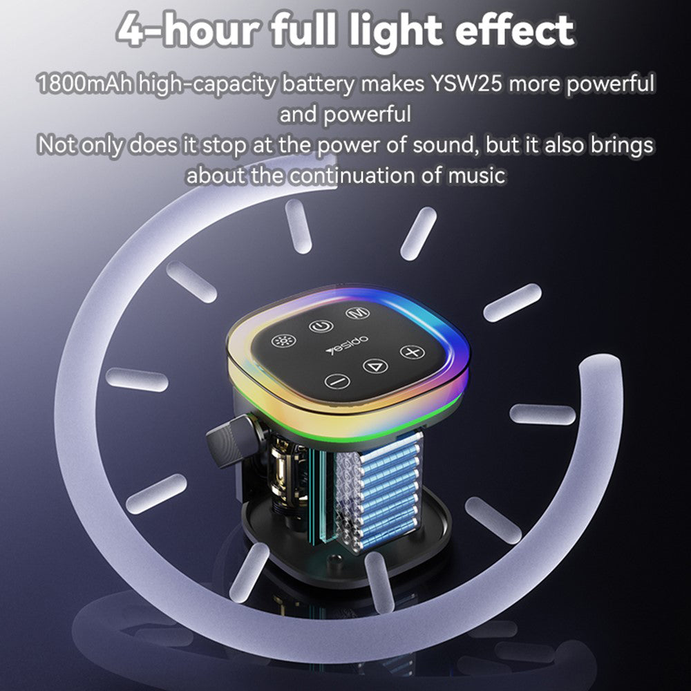 Prijenosni Bluetooth zvučnik Yesido YSW25, 5W, RGB, Crni