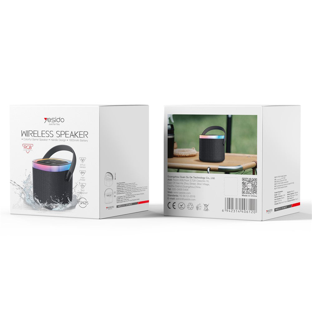 Prijenosni Bluetooth zvučnik Yesido YSW25, 5W, RGB, Crni