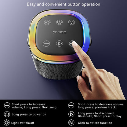 Prijenosni Bluetooth zvučnik Yesido YSW25, 5W, RGB, Crni