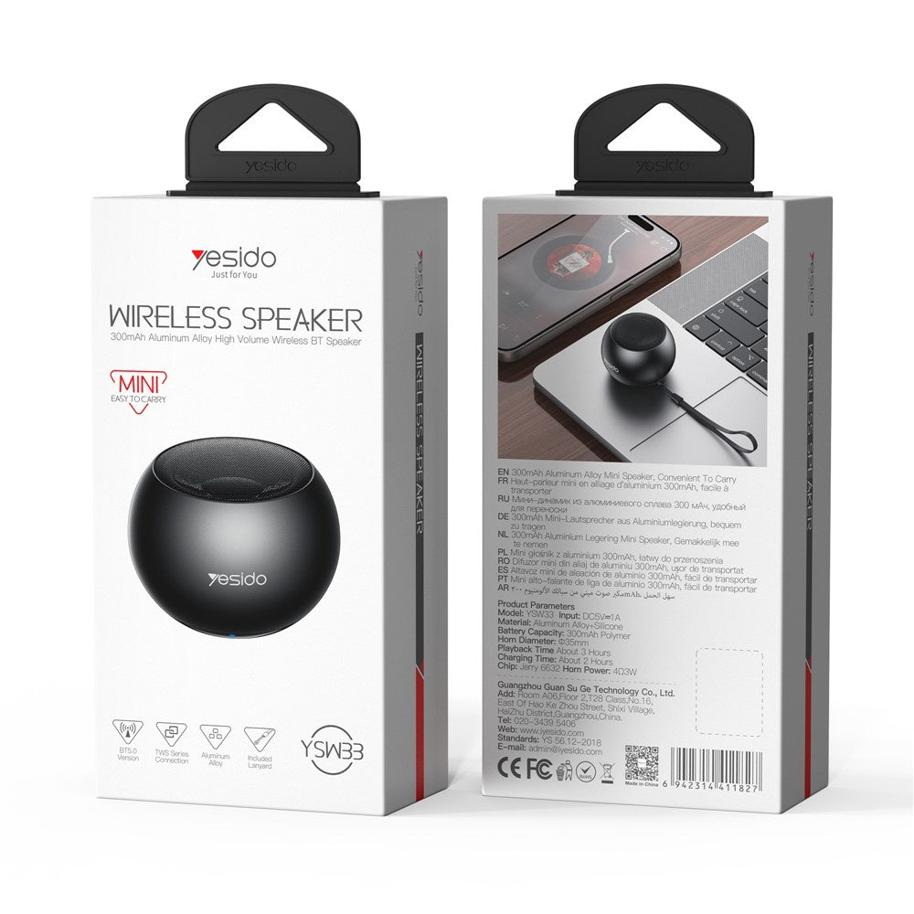 Bluetooth zvučnik Yesido YSW33, 3W, Crni