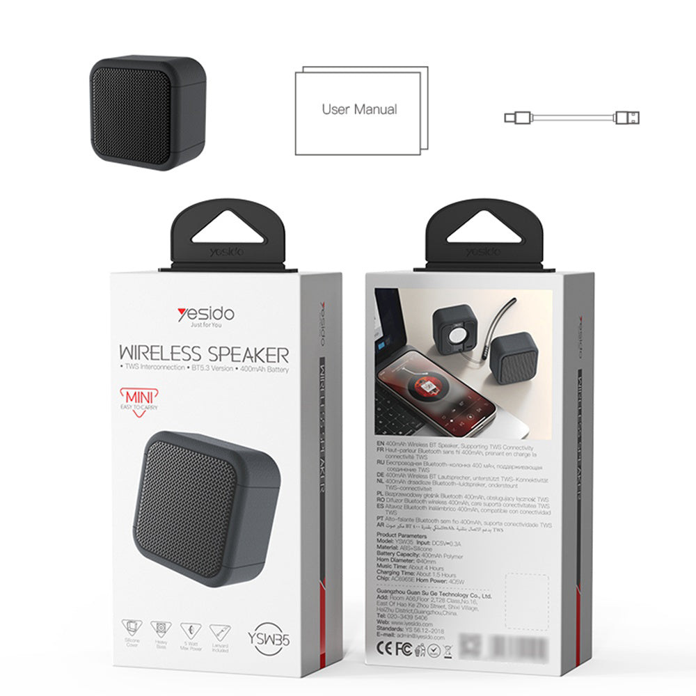Prijenosni Bluetooth zvučnik Yesido YSW35, 5W, TWS, Vodootporan, Crni
