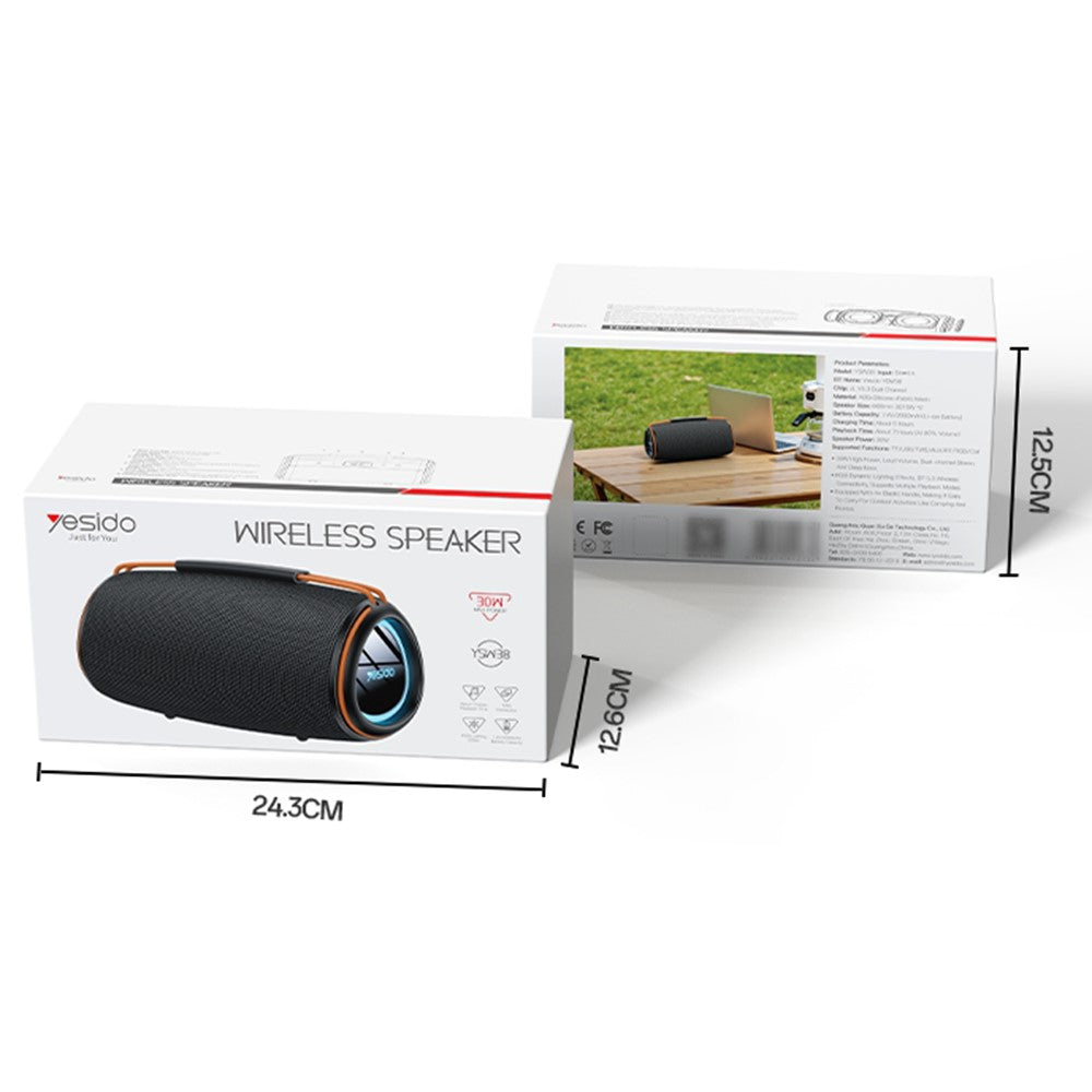 Prijenosni Bluetooth zvučnik Yesido YSW38, 30W, TWS, RGB, Crni