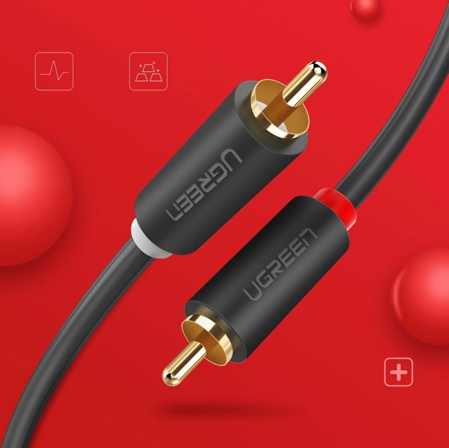 Audio kabel UGREEN AV104, 2 x RCA - 2 x RCA, 5m, Crni