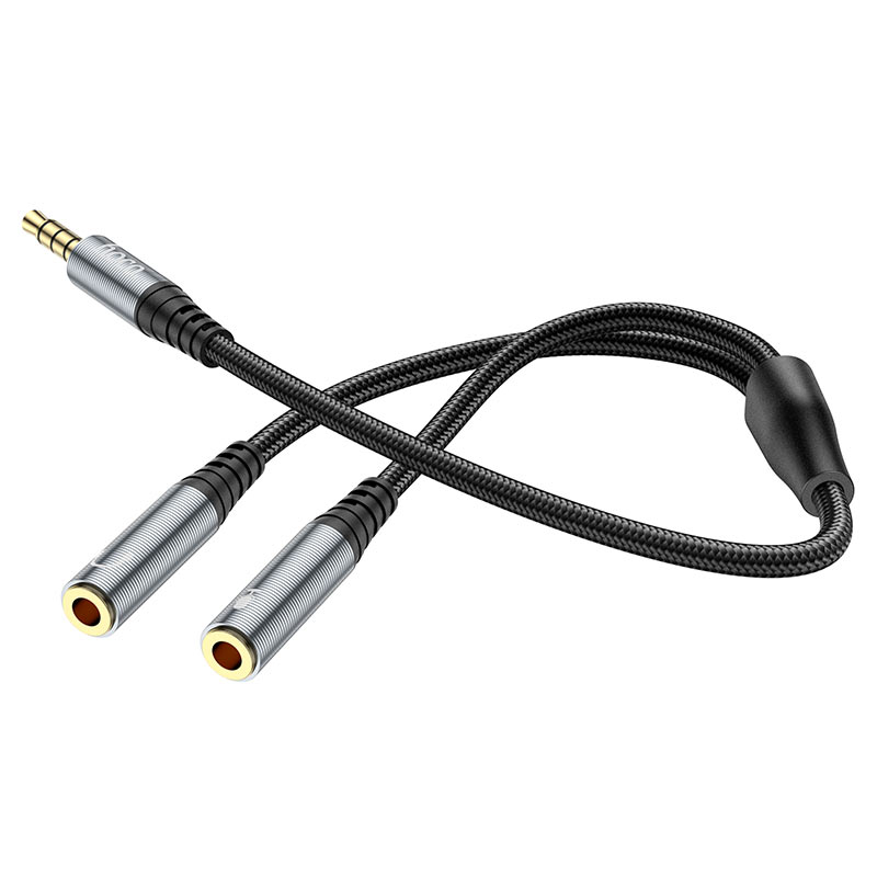 Audio adapter 3.5mm - 2 x 3.5mm HOCO UPA21-2, 0.25m, Crni
