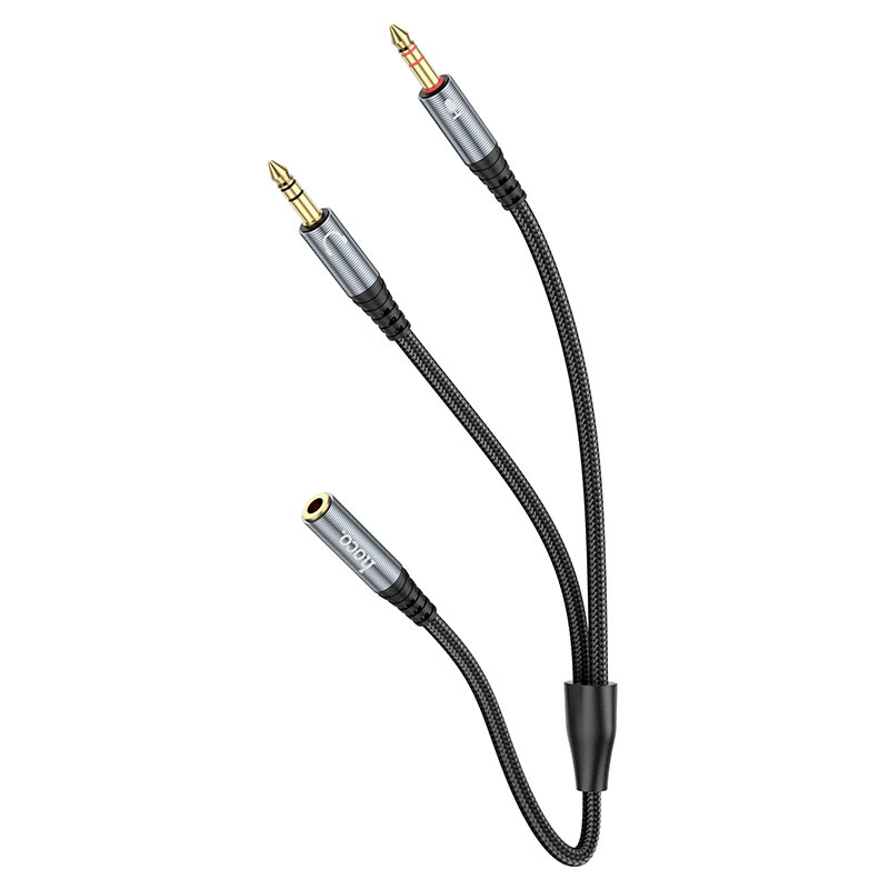 Audio adapter 3.5mm - 2 x 3.5mm HOCO UPA21, 0.25m, Crni