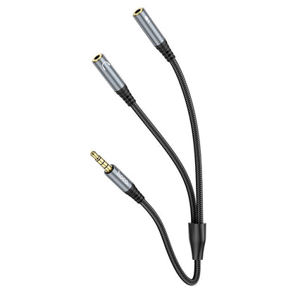 Audio adapter 3.5mm - 2 x 3.5mm HOCO UPA21-2, 0.25m, Crni