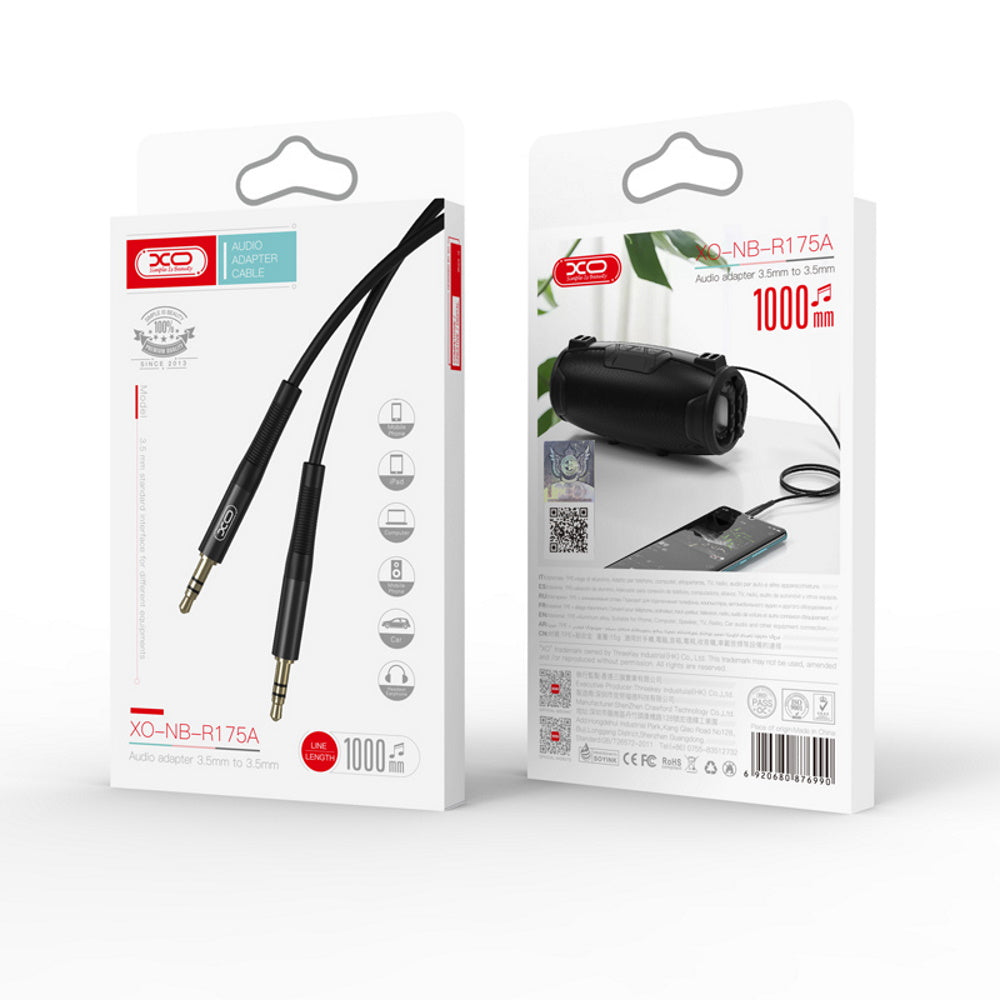 Audio kabel 3.5mm - 3.5mm XO Design NB-R175B, 2m, Crni