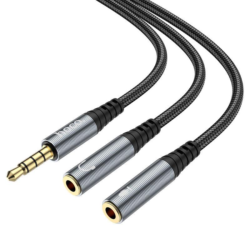 Audio adapter 3.5mm - 2 x 3.5mm HOCO UPA21-2, 0.25m, Crni