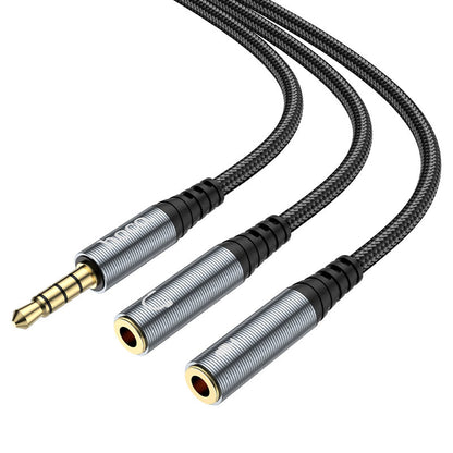 Audio adapter 3.5mm - 2 x 3.5mm HOCO UPA21-2, 0.25m, Crni