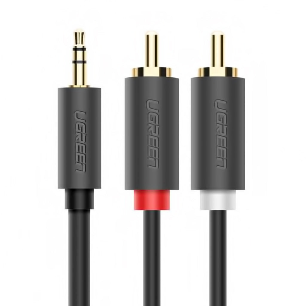 Audio kabel 3.5mm - 2 x RCA UGREEN AV102, 5m, sivi