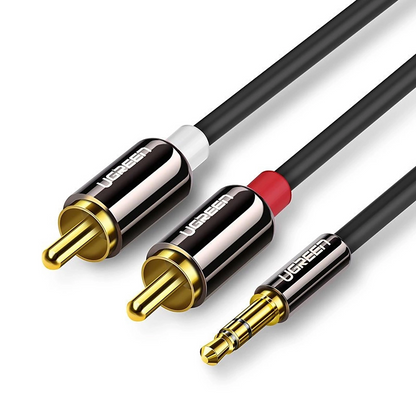 Audio kabel 3.5mm - 2 x RCA UGREEN AV116, 1m, Crni