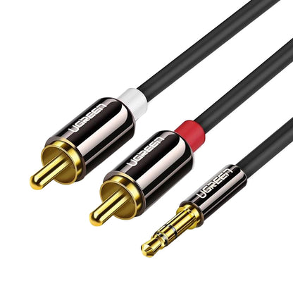 Audio kabel 3.5mm - 2 x RCA UGREEN AV116, 2m, Crni