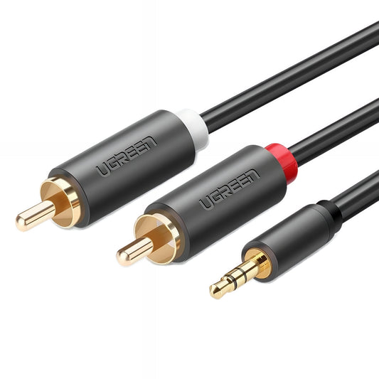Audio kabel 3.5mm - 2 x RCA UGREEN AV102, 1.5m, Sivi
