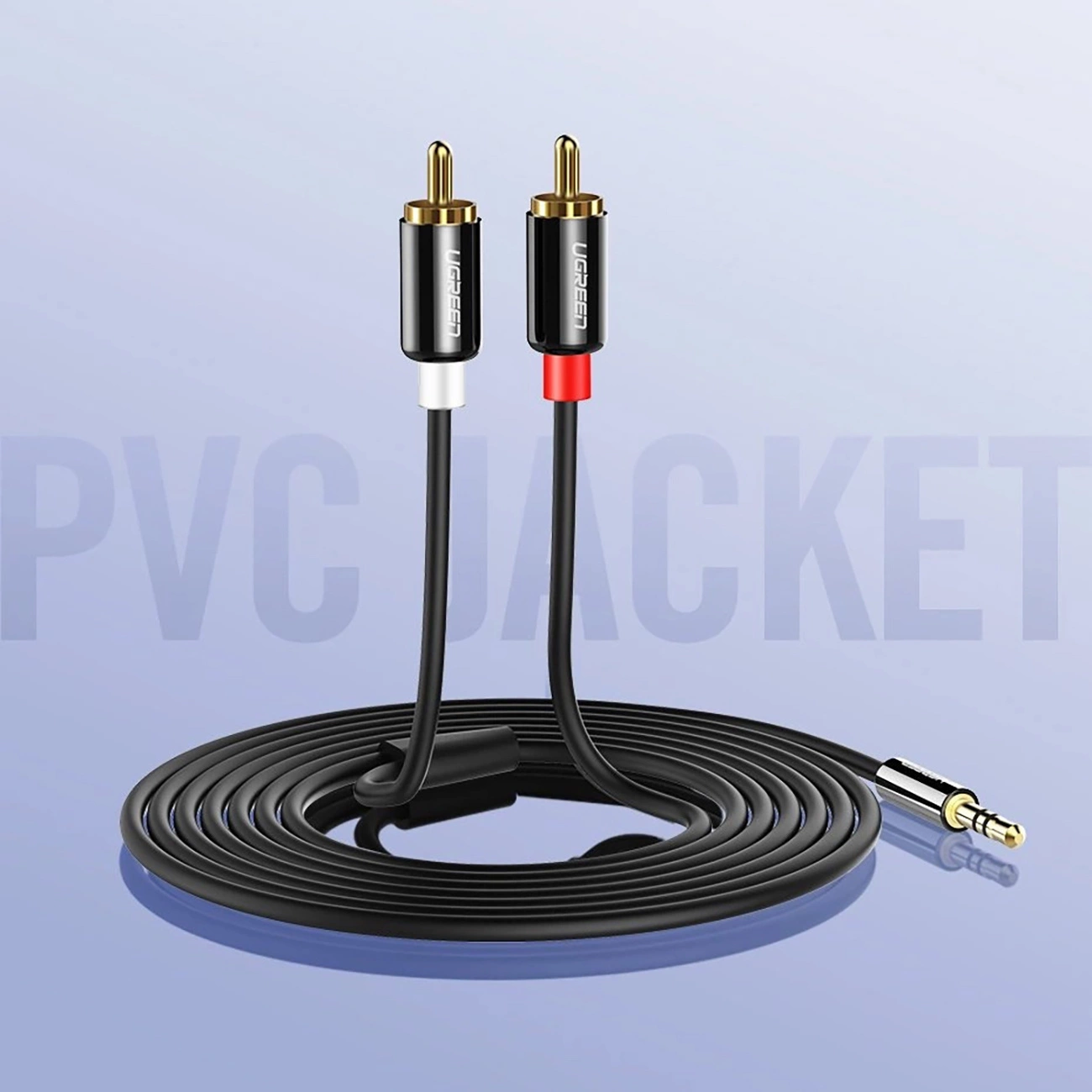 Audio kabel 3.5mm - 2 x RCA UGREEN AV116, 1m, Crni