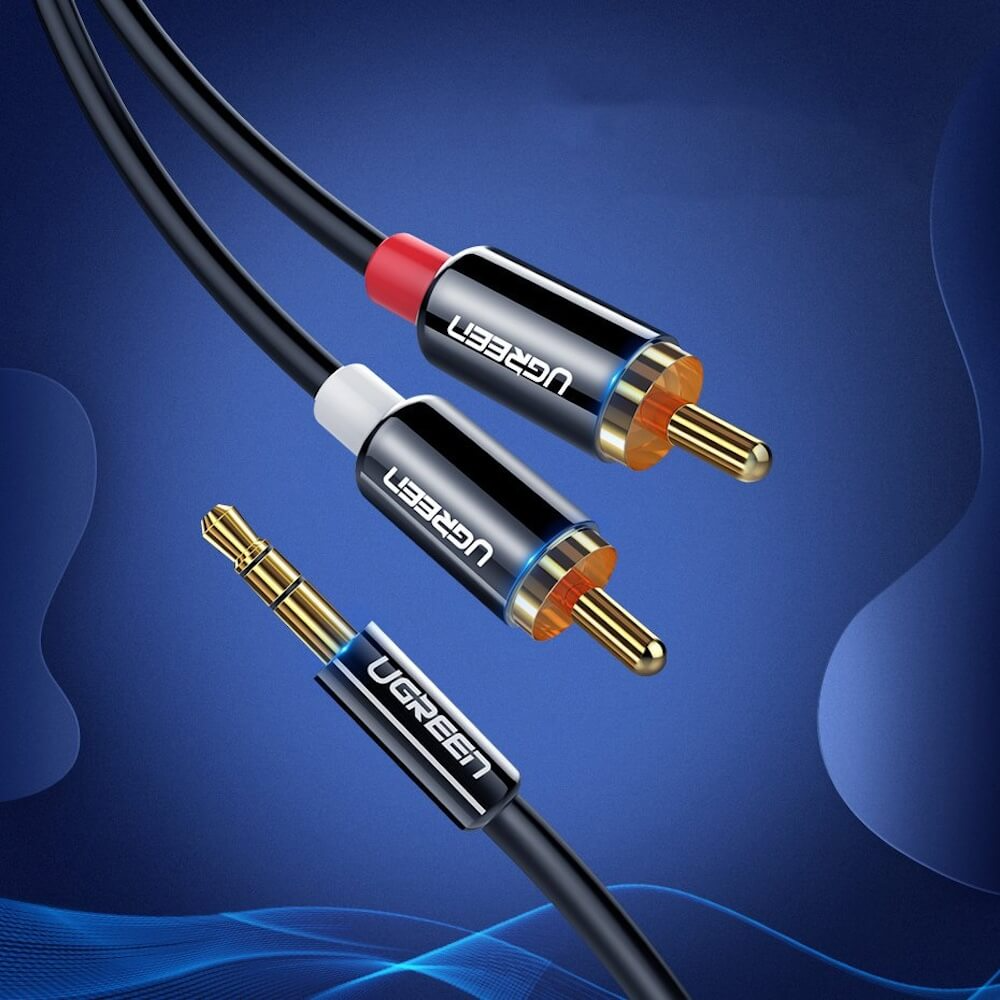 Audio kabel 3.5mm - 2 x RCA UGREEN AV116, 1.5m, Crni