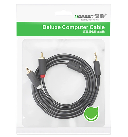 Audio kabel 3.5mm - 2 x RCA UGREEN AV102, 2m, Crni