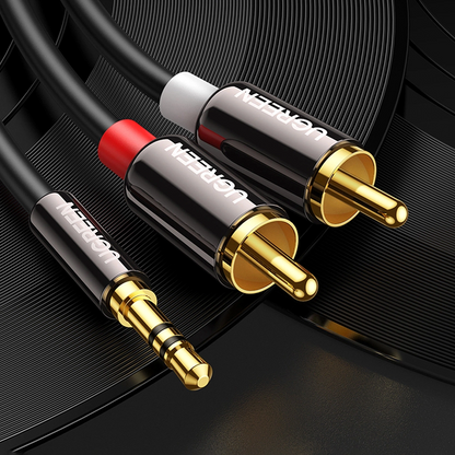 Audio kabel 3.5mm - 2 x RCA UGREEN AV116, 1m, Crni