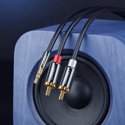 Audio kabel 3.5mm - 2 x RCA UGREEN AV116, 1.5m, Crni