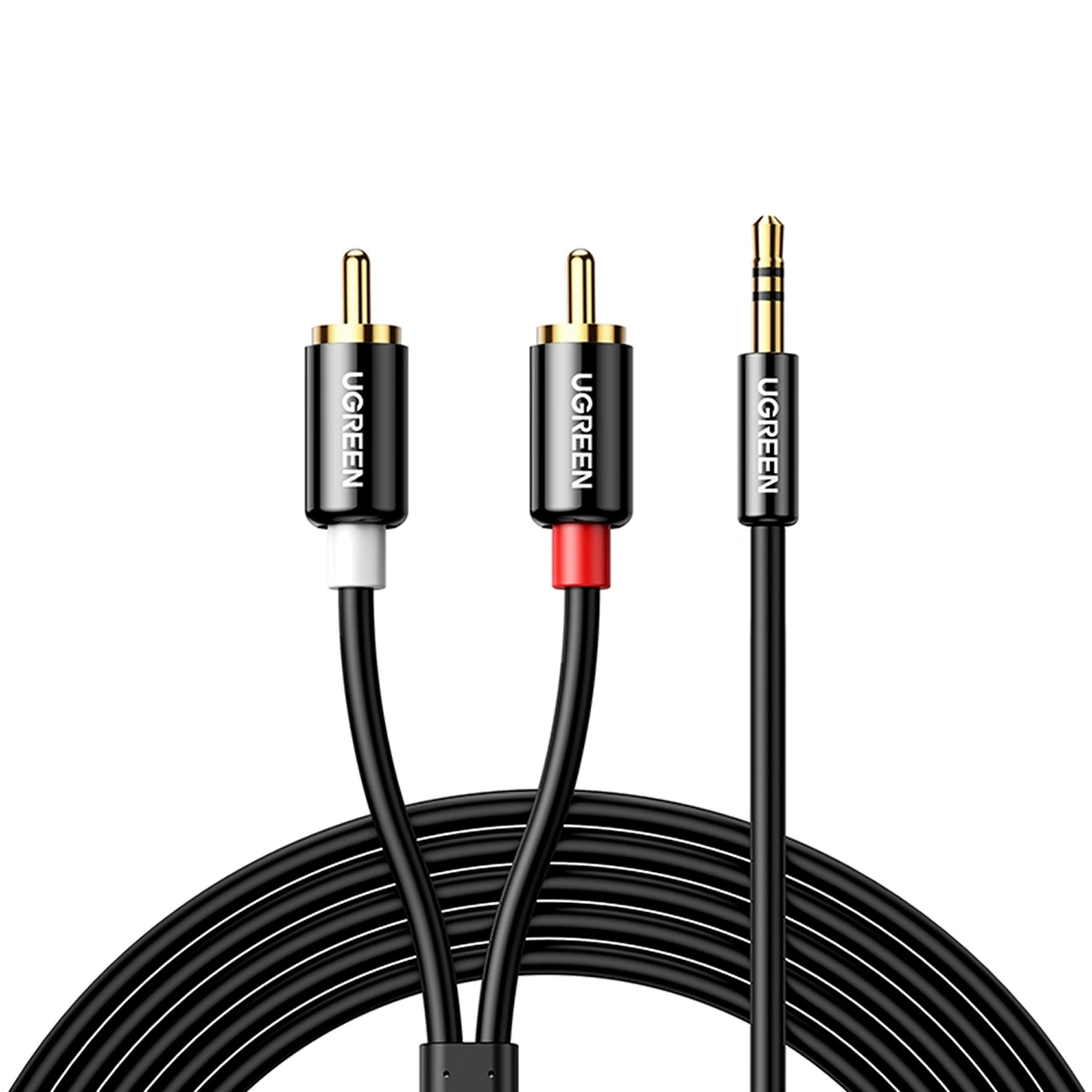 Audio kabel 3.5mm - 2 x RCA UGREEN AV116, 1m, Crni