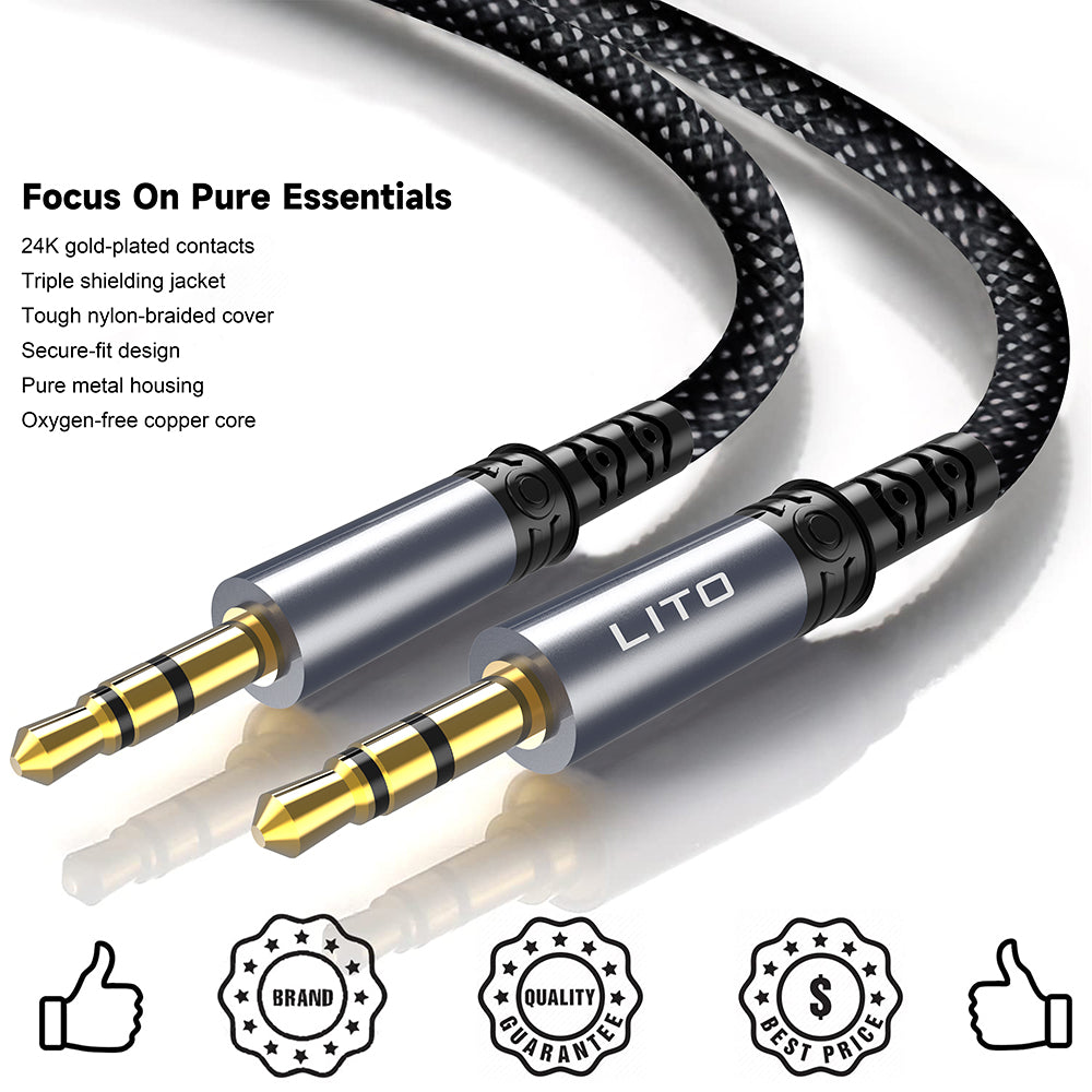 Audio kabel 3.5mm - 3.5mm Lito LA01D, 1m, Crni