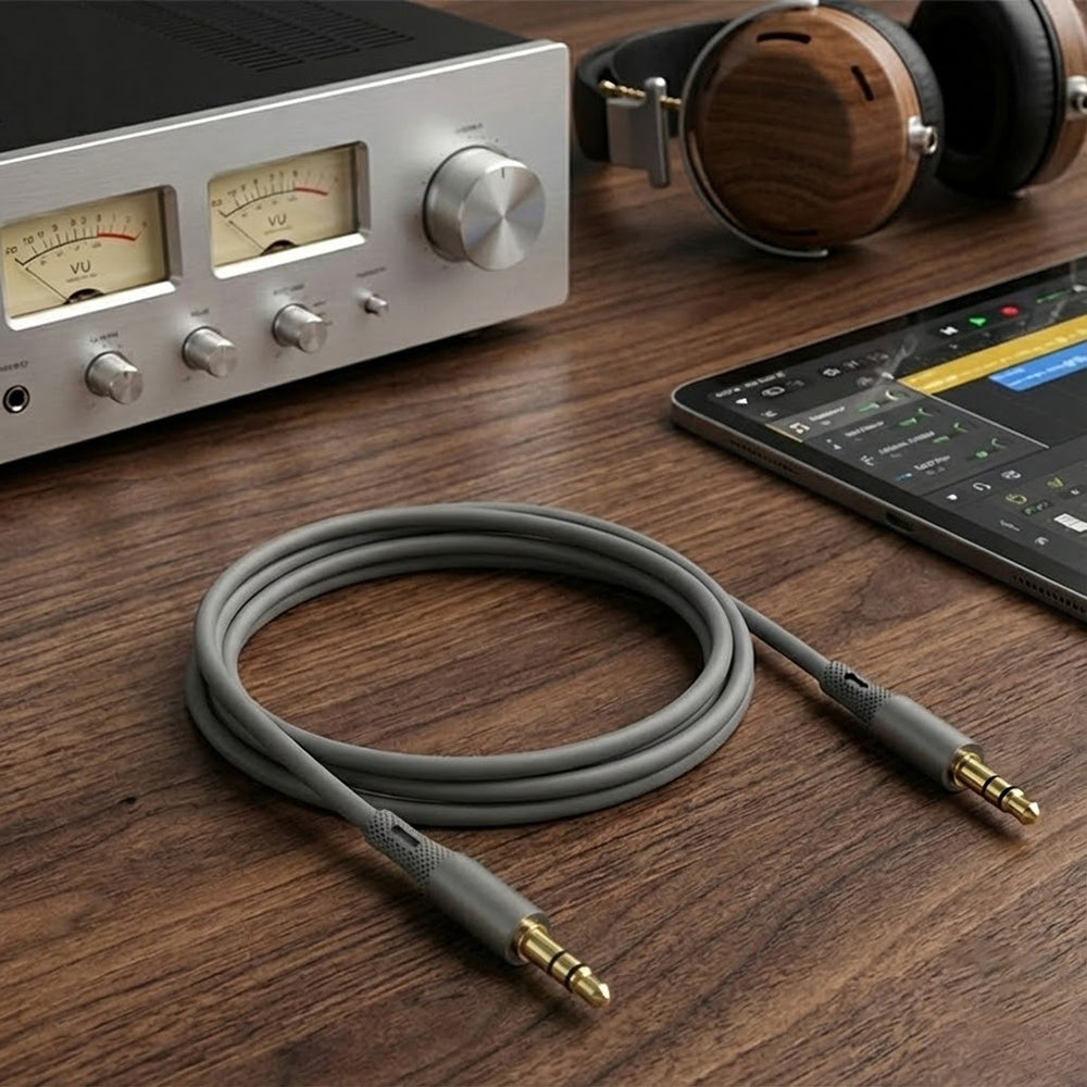 Audio kabel 3.5mm - 3.5mm Techsuit AC3 SoundFlex, 1m, Sivi