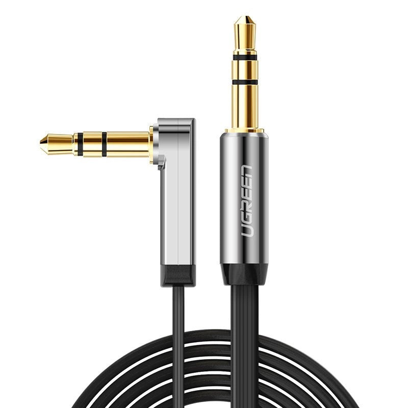Audio kabel 3.5mm - 3.5mm UGREEN AV119 pod kutom, 0.5m, crni