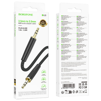 Audio kabel 3.5mm - 3.5mm Borofone BL23 Refinado, 1m, Crni
