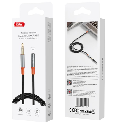 Audio kabel 3.5mm - 3.5mm XO Design NB-R269A, 1m, Crni