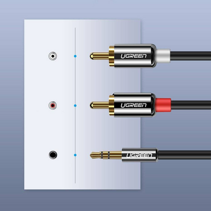 Audio kabel 3.5mm - 2 x RCA UGREEN AV116, 2m, Crni