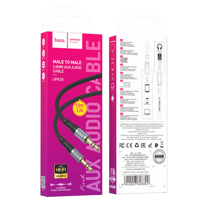 Audio kabel 3.5mm - 3.5mm HOCO UPA26, 1m, Crni