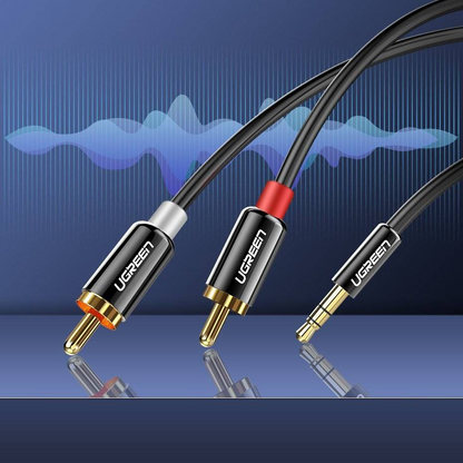 Audio kabel 3.5mm - 2 x RCA UGREEN AV116, 2m, Crni