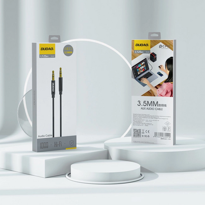 Audio kabel 3.5mm - 3.5mm Dudao L12s, 1m, Crna