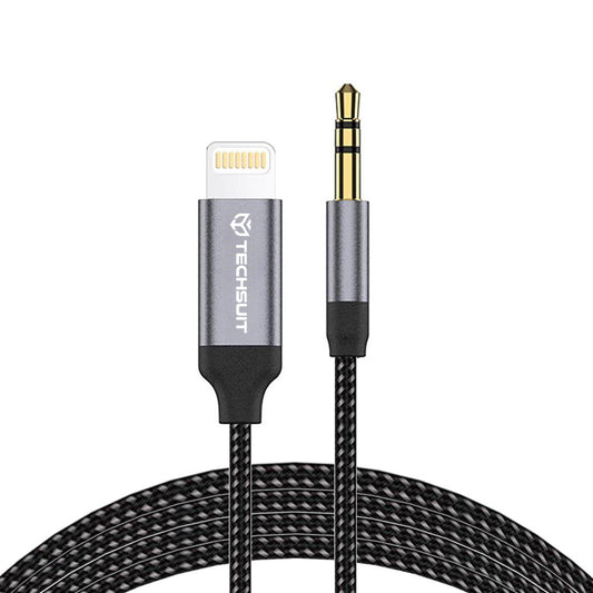 Audio kabel Lightning - 3.5mm Techsuit AC10 SoundShell, 1.5m, Sivi