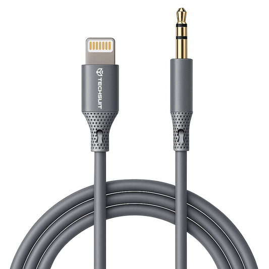 Audio kabel Lightning - 3.5mm Techsuit AC5 SoundFlex, 1m, Sivi
