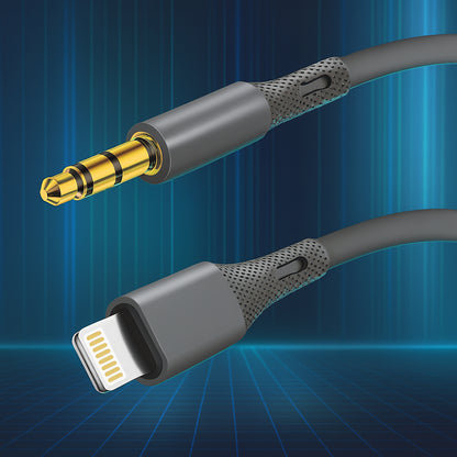 Audio kabel Lightning - 3.5mm Techsuit AC5 SoundFlex, 1m, Sivi