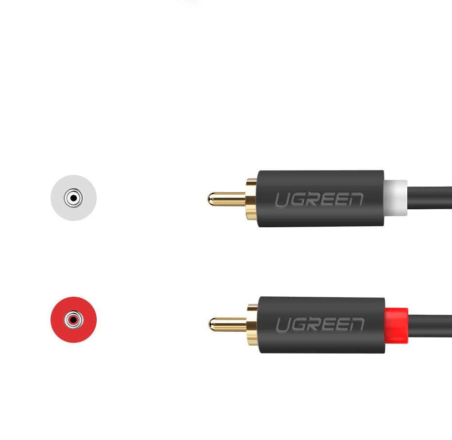 Audio kabel UGREEN AV104, 2 x RCA - 2 x RCA, 2m, Crni