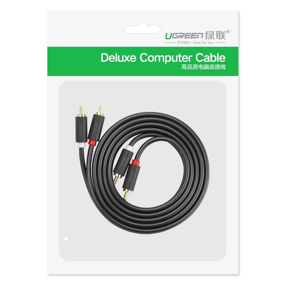 Audio kabel UGREEN AV104, 2 x RCA - 2 x RCA, 2m, Crni